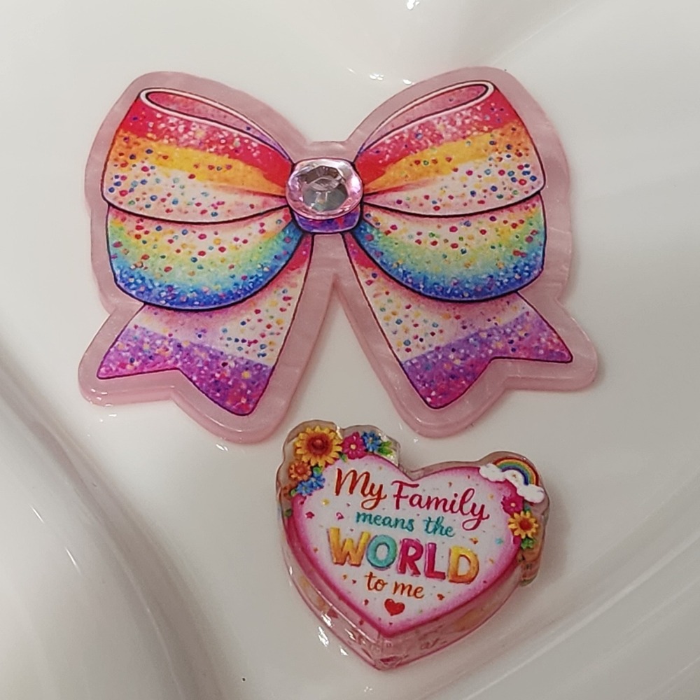 Family Bow Flatback Focal Bead Beaded Pen Badge Acrylic Beads Rhinestone